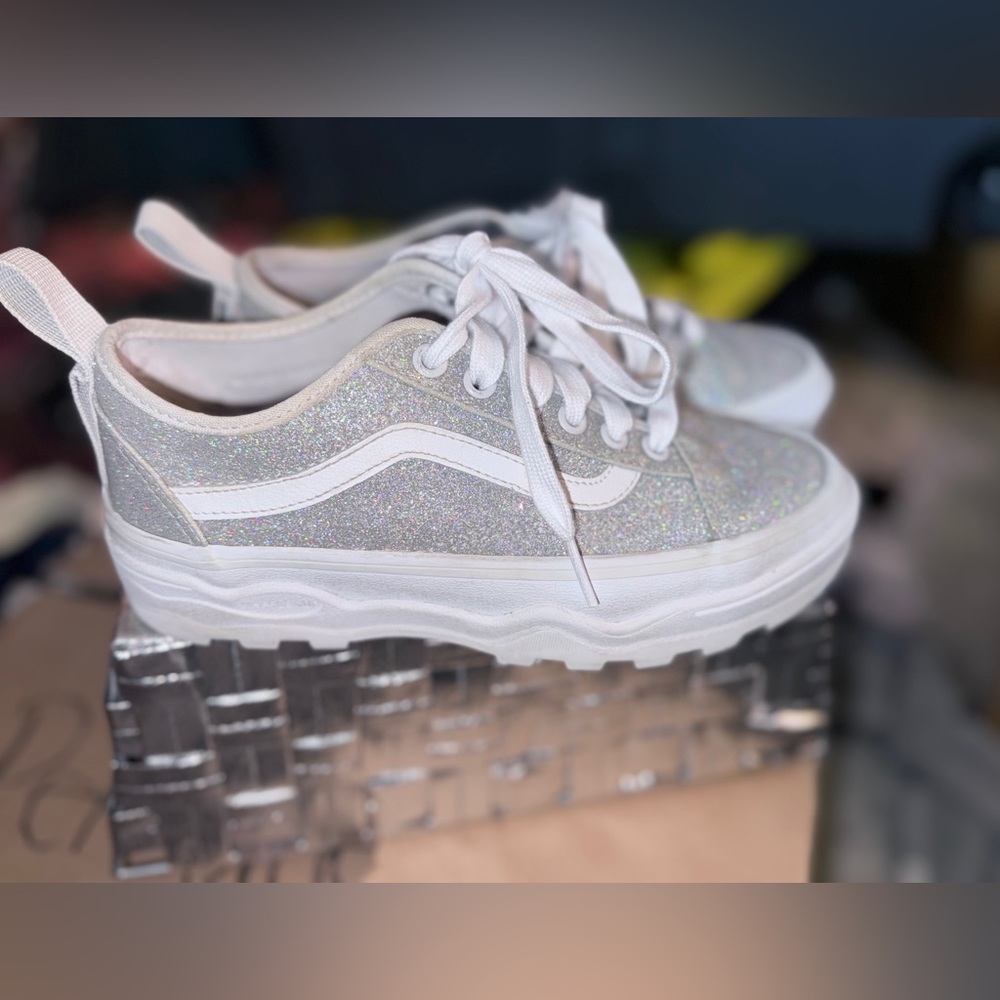 Vans Sparkly Silver Sneakers